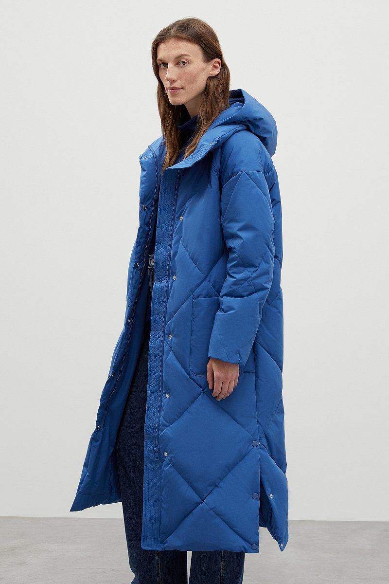 Стеганое пуховое пальто с капюшоном, Модель FWC11082, Фото №4