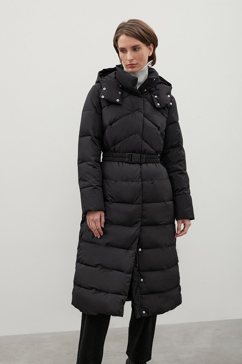 Стеганое утепленное пальто с капюшоном, Модель FWC11007, Фото №1