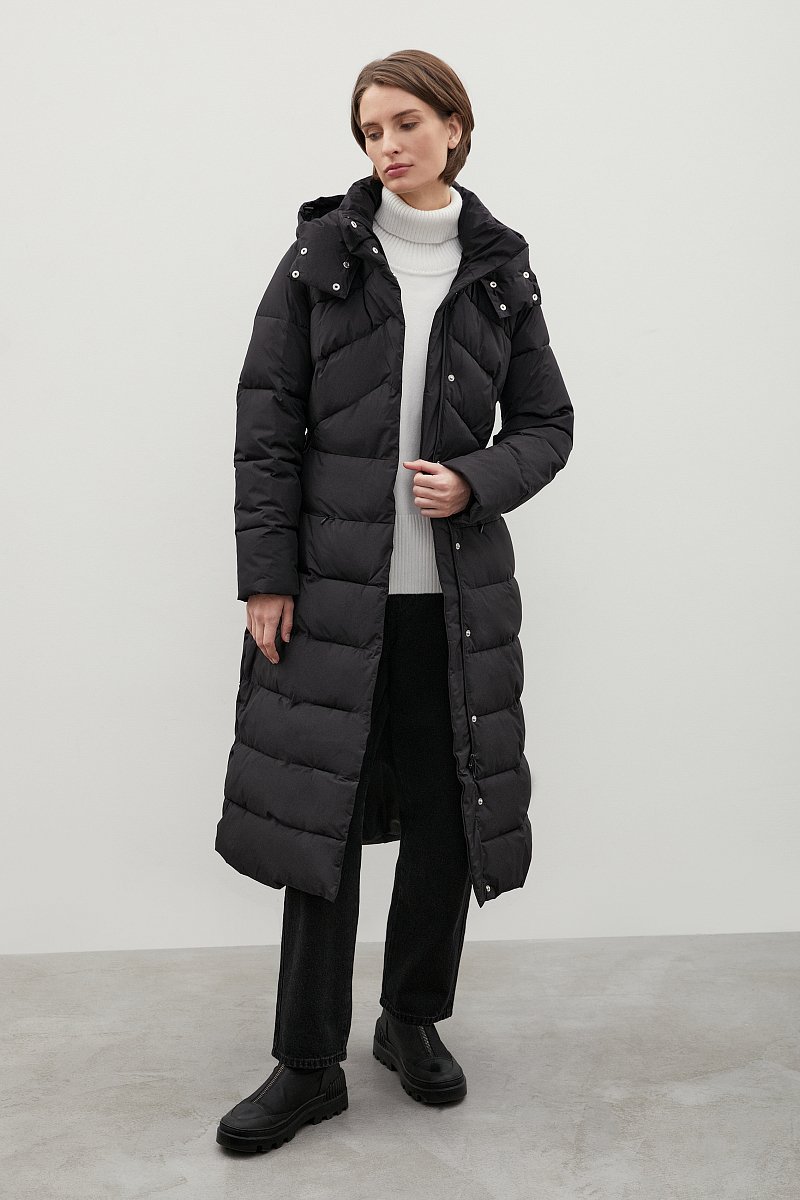 Стеганое утепленное пальто с капюшоном, Модель FWC11007, Фото №2
