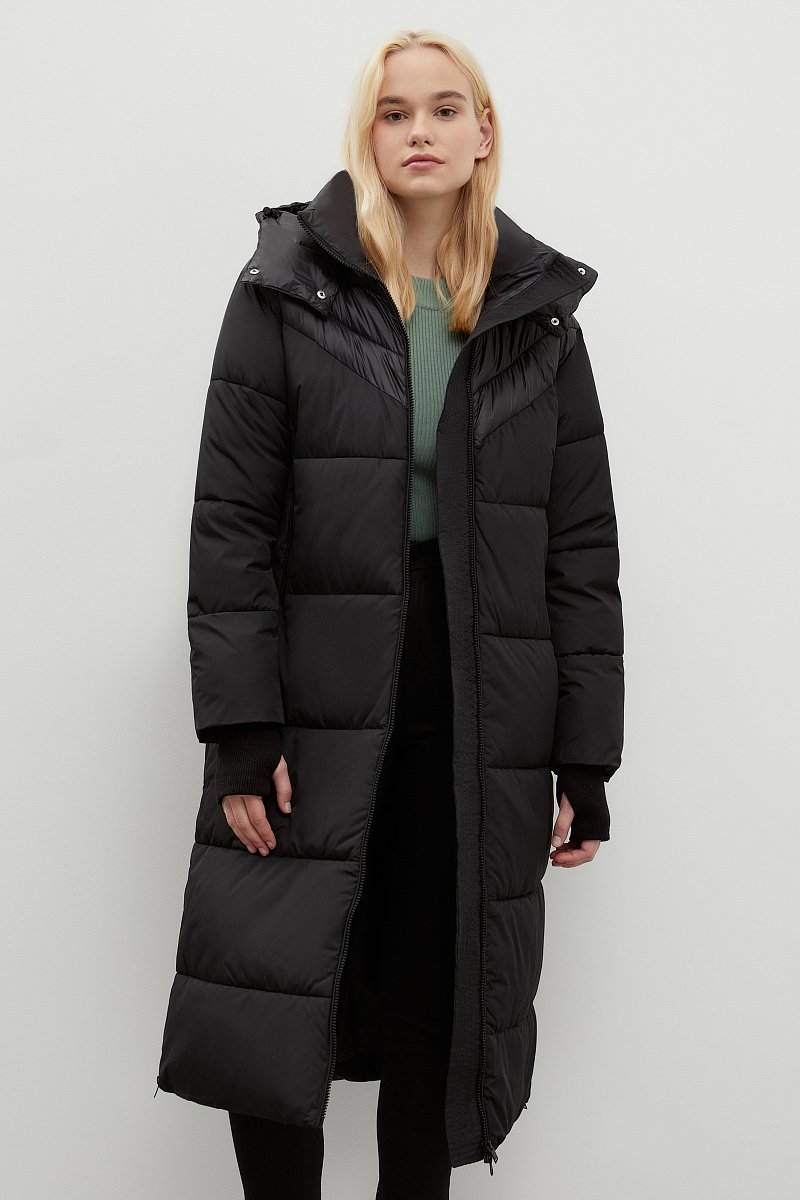 Стеганое утепленное пальто с капюшоном, Модель FWC11043, Фото №1