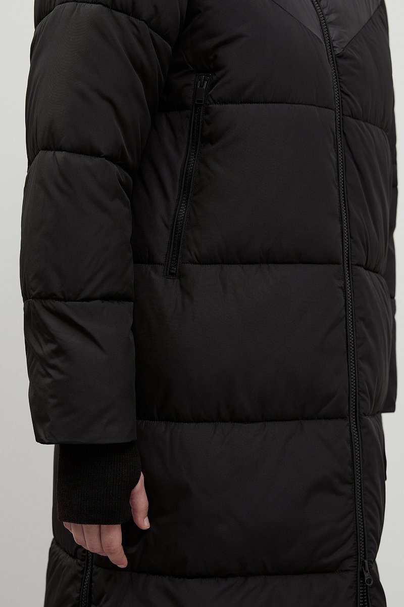 Стеганое утепленное пальто с капюшоном, Модель FWC11043, Фото №6