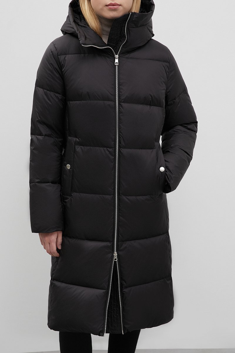 Стеганое пуховое пальто с капюшоном, Модель FWC11071, Фото №3