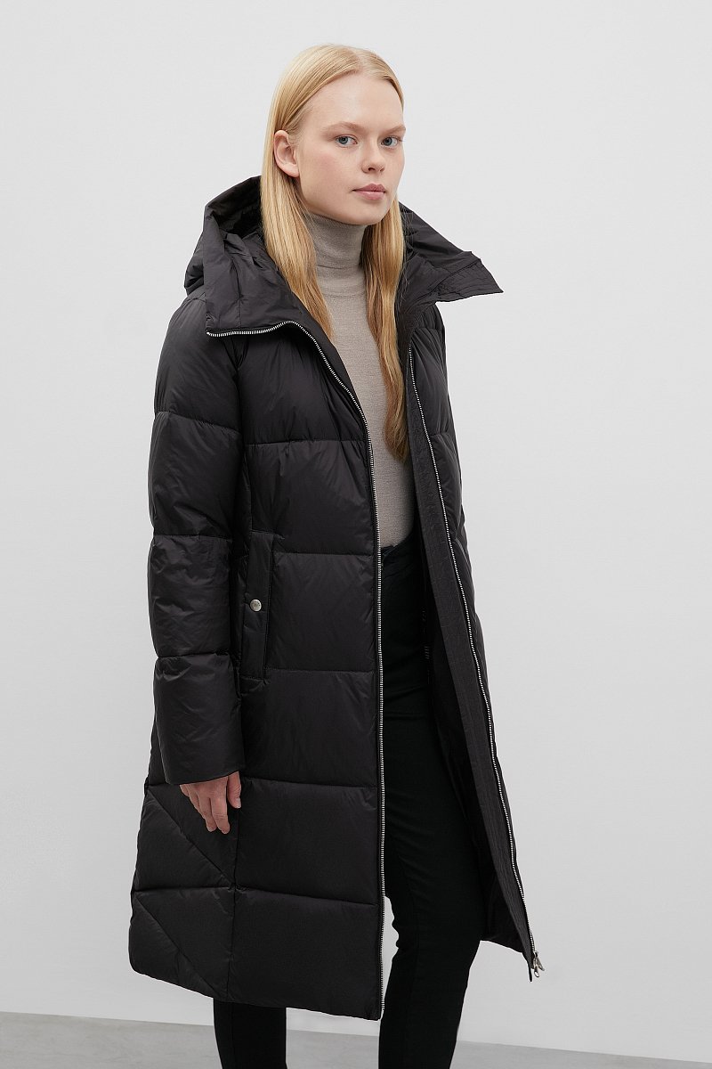 Стеганое пуховое пальто с капюшоном, Модель FWC11071, Фото №4