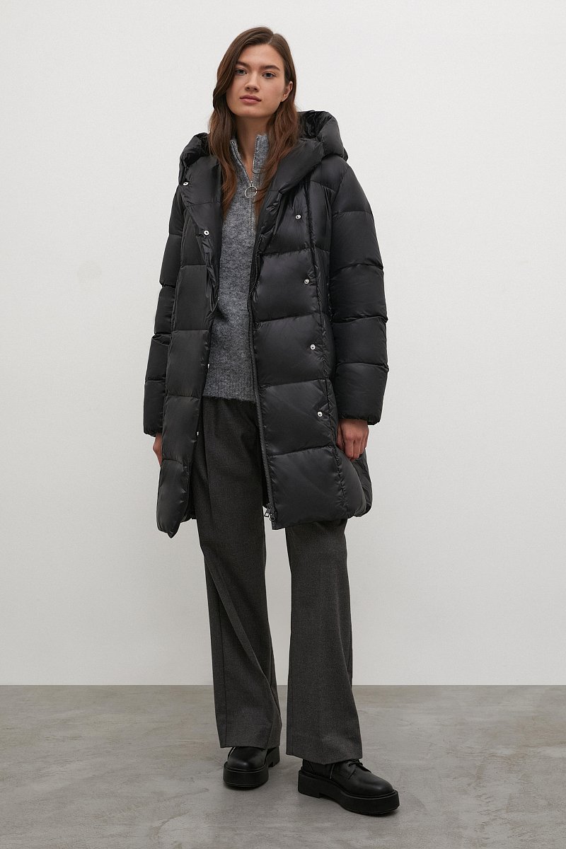 Стеганое пуховое пальто силуэта oversize, Модель FWC11079, Фото №2