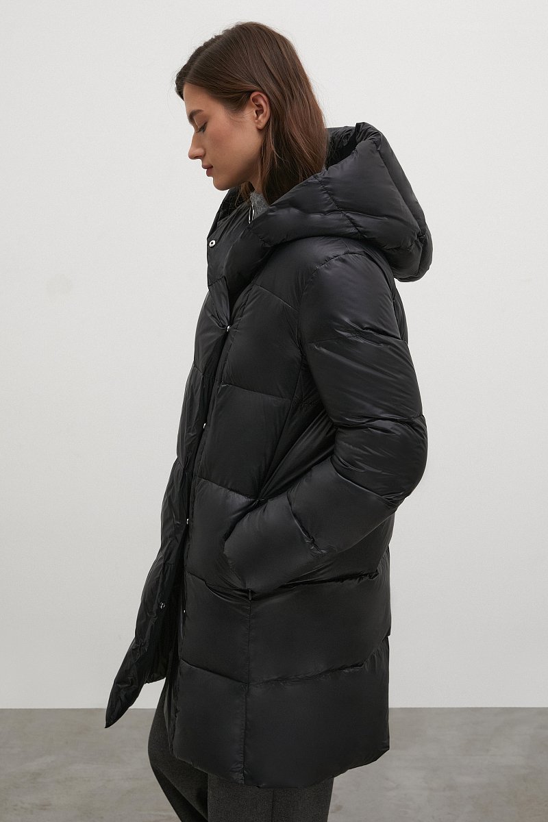 Стеганое пуховое пальто силуэта oversize, Модель FWC11079, Фото №4