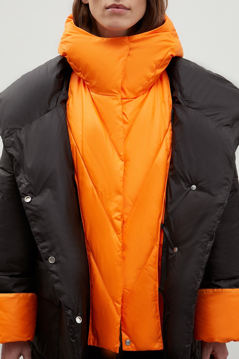 Утепленное пальто с контрастными деталями, Модель FWC11098, Фото №6