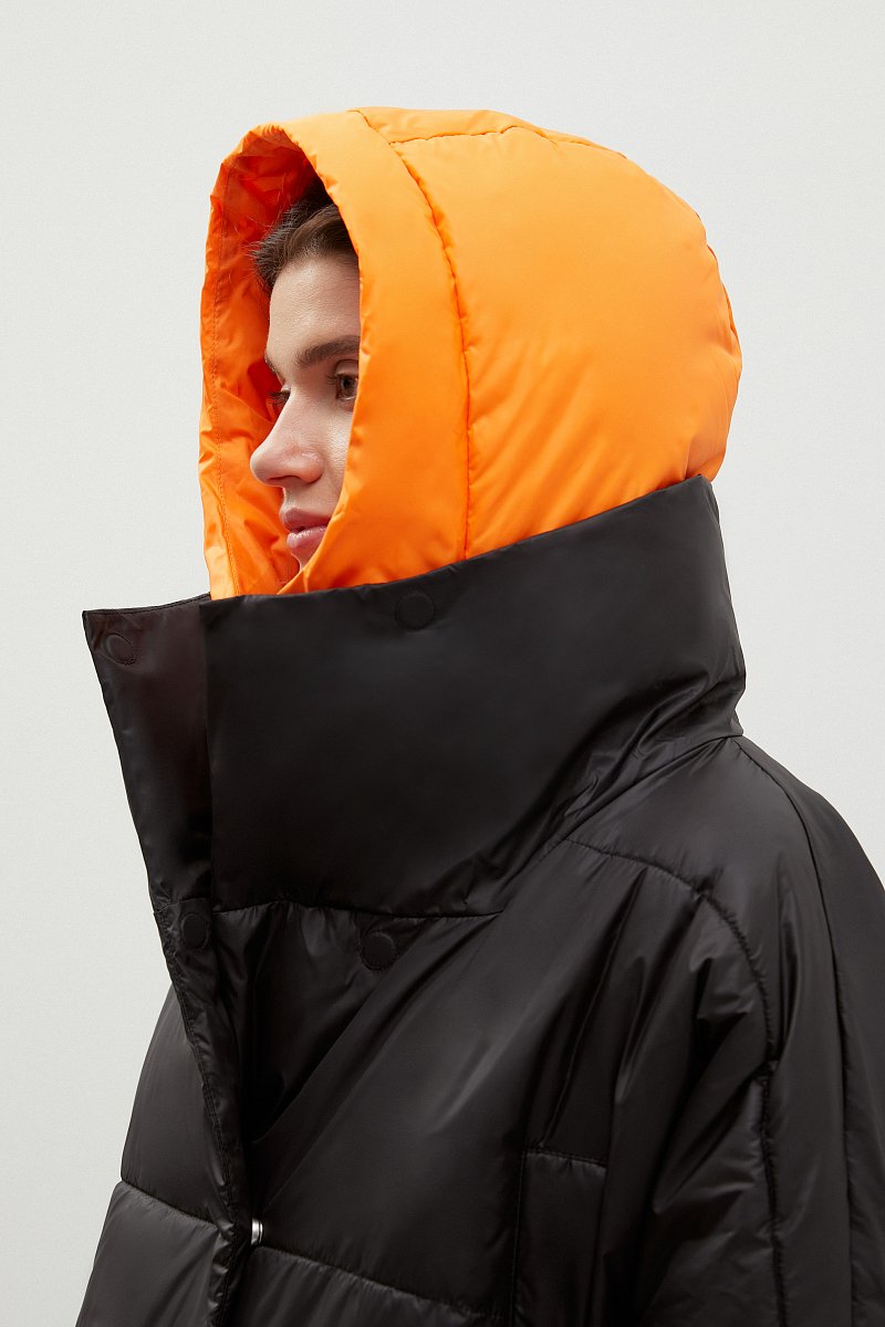 Утепленное пальто с контрастными деталями, Модель FWC11098, Фото №9