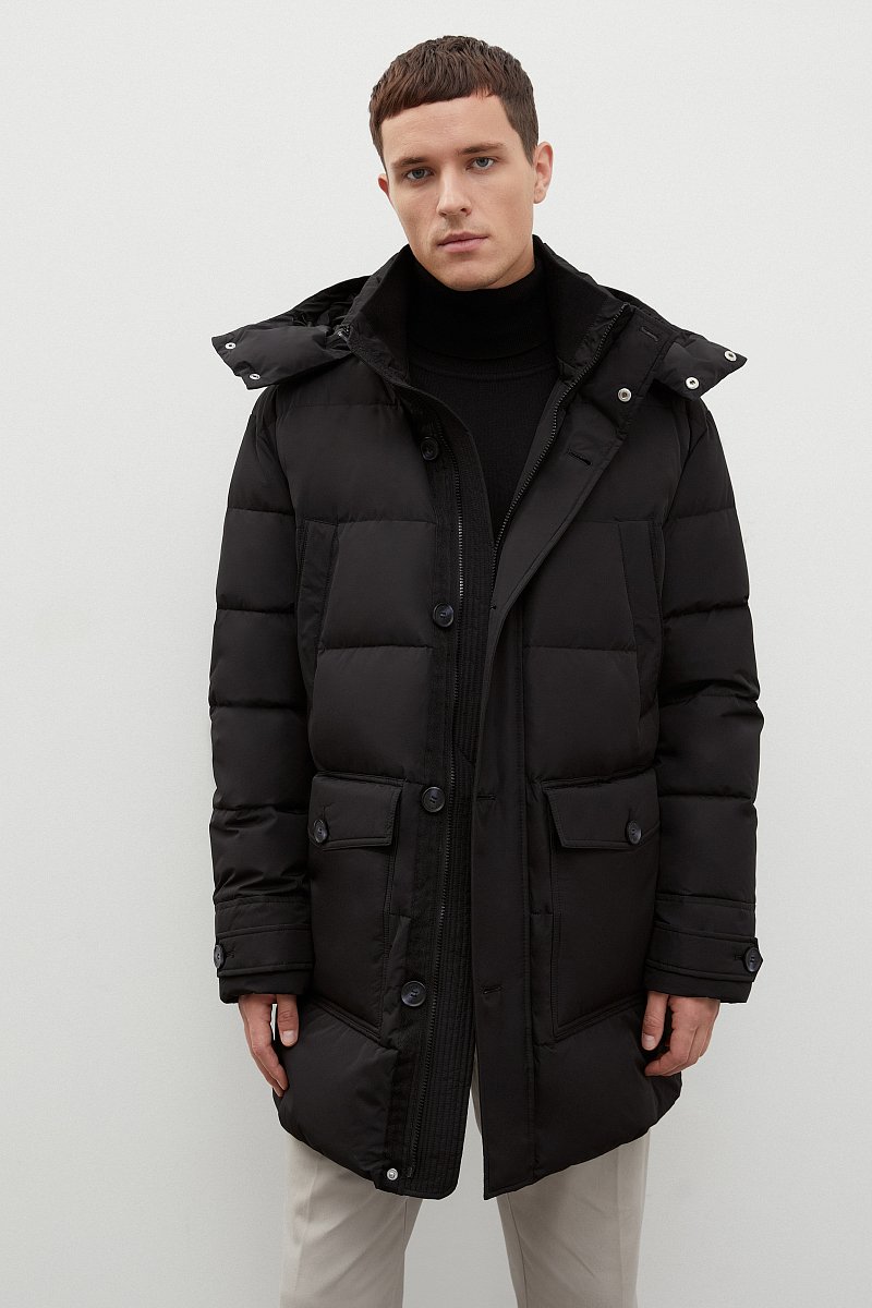 Стеганое пуховое пальто с капюшоном, Модель FWC21006, Фото №1