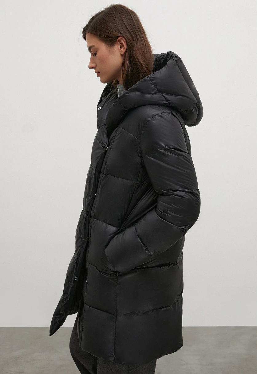 Стеганое пуховое пальто силуэта oversize, Модель FWC11079, Фото №4