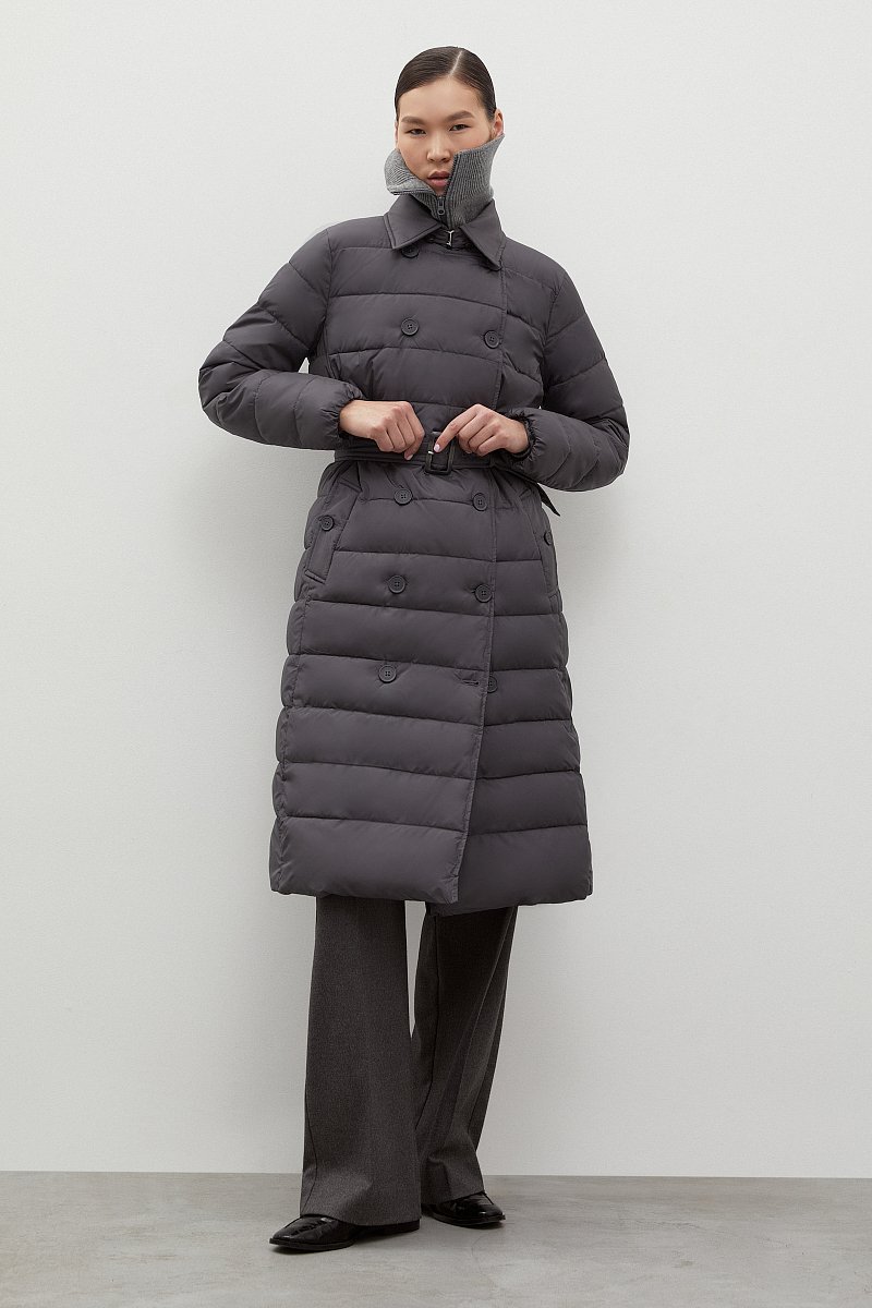 Стеганое утепленное пальто с поясом, Модель FWC11006, Фото №2