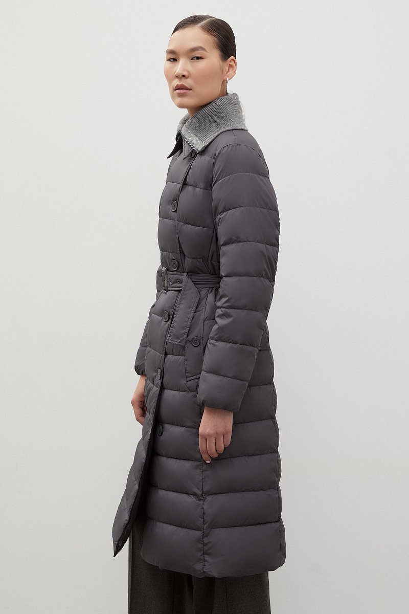 Стеганое утепленное пальто с поясом, Модель FWC11006, Фото №4