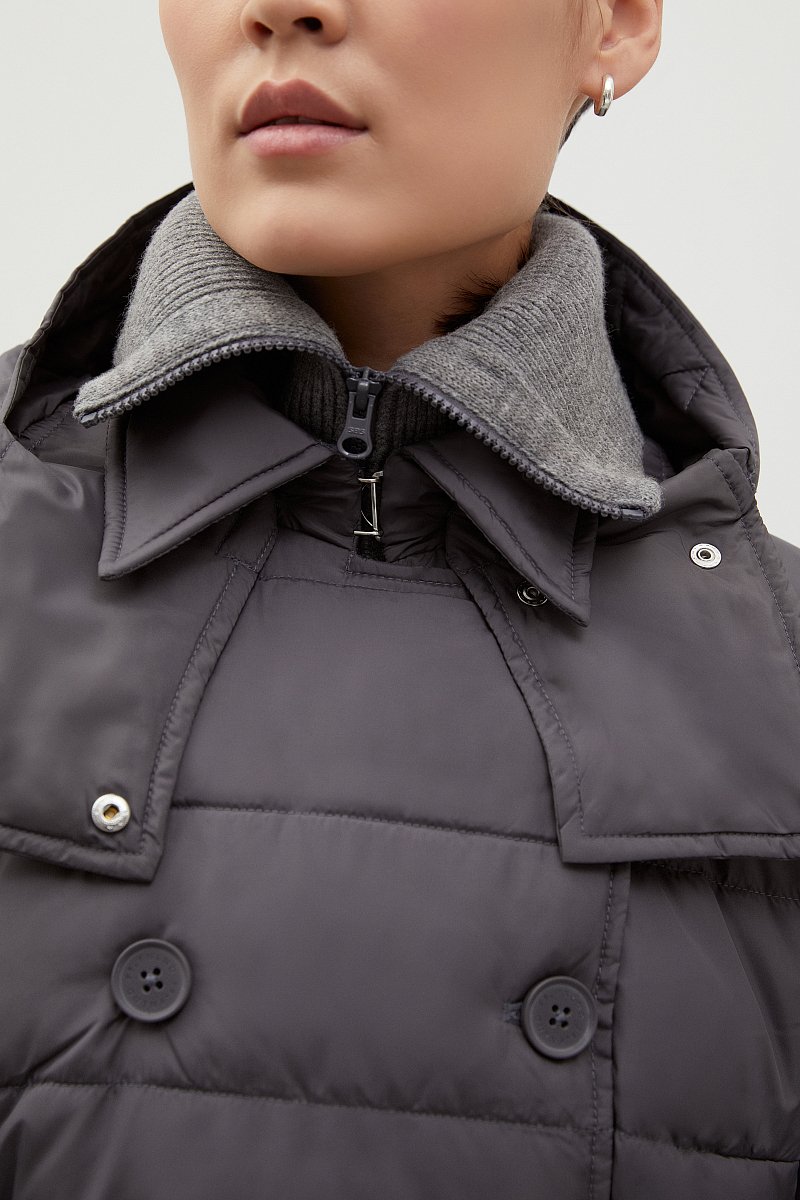 Стеганое утепленное пальто с поясом, Модель FWC11006, Фото №6