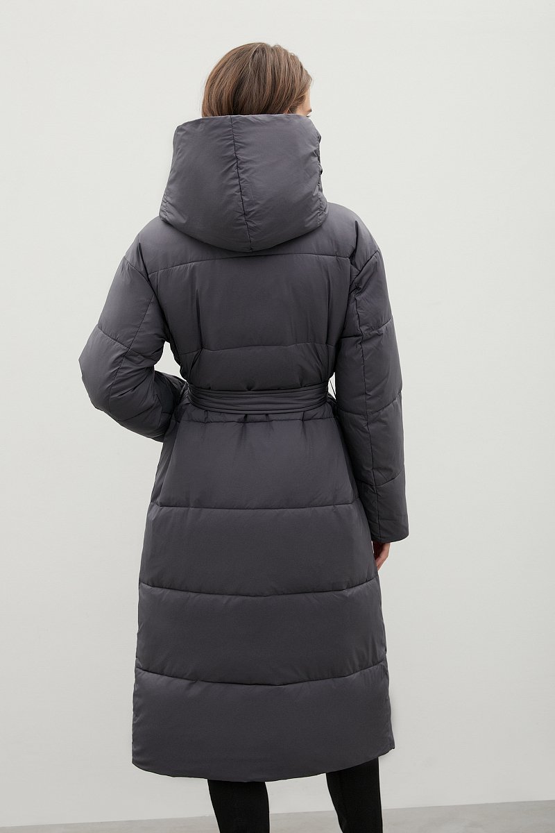 Стеганое утепленное пальто с поясом, Модель FWC11029, Фото №5