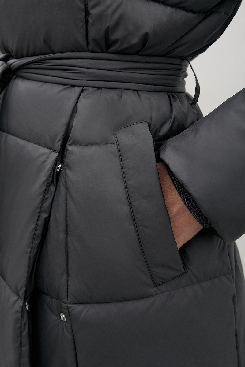 Стеганое утепленное пальто с поясом, Модель FWC11029, Фото №6