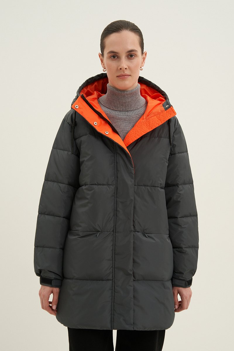 Стеганая утепленная куртка с капюшоном, Модель FWC11054, Фото №1