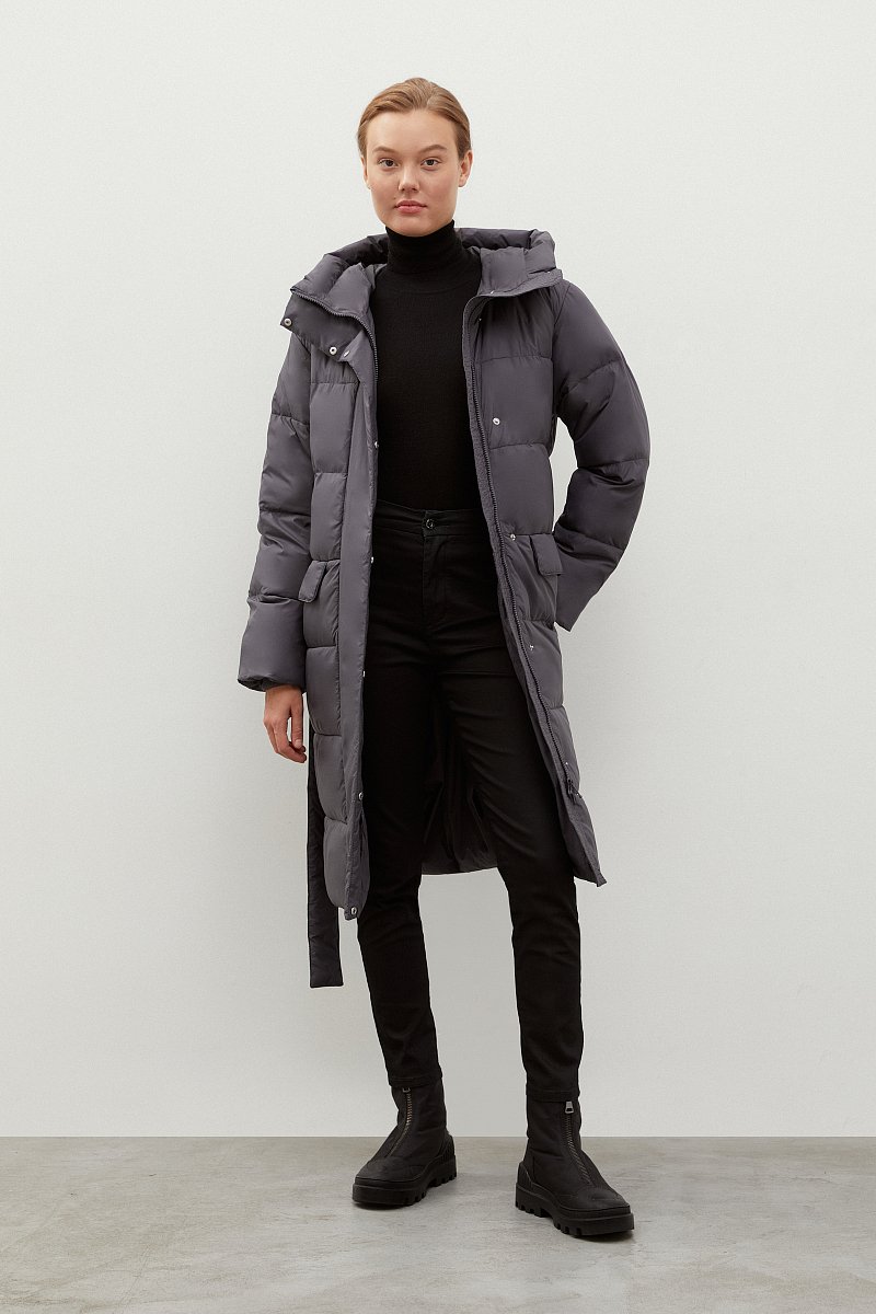 Утепленное пальто с поясом, Модель FWC11072, Фото №2