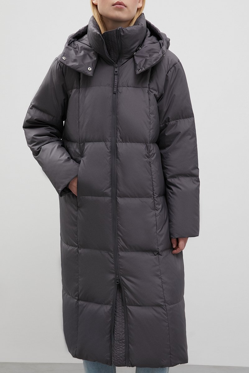 Стеганое пуховое пальто с капюшоном, Модель FWC11076, Фото №3
