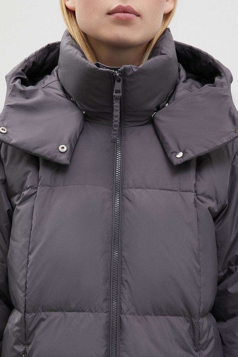 Стеганое пуховое пальто с капюшоном, Модель FWC11076, Фото №6