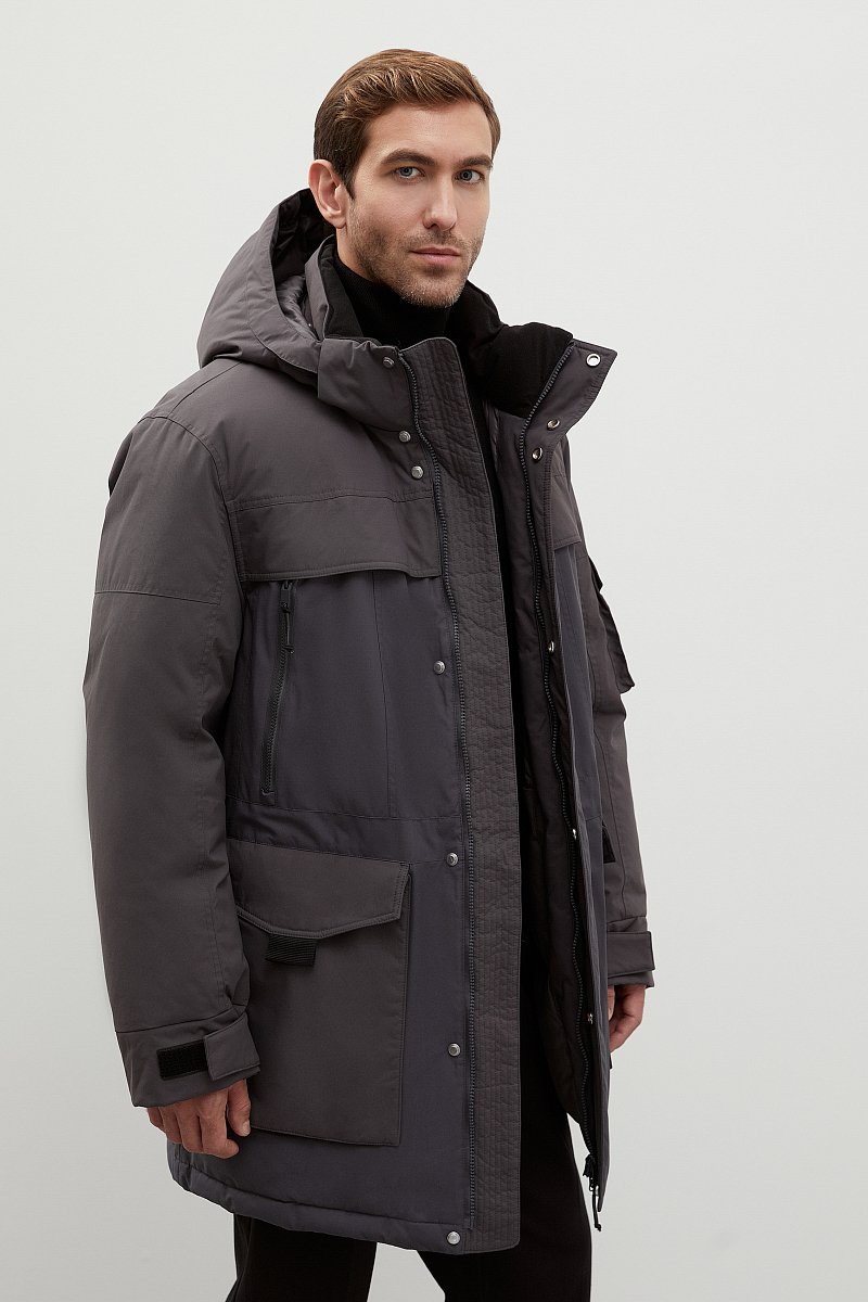 Пуховое пальто с контрастной отделкой, Модель FWC21029, Фото №4