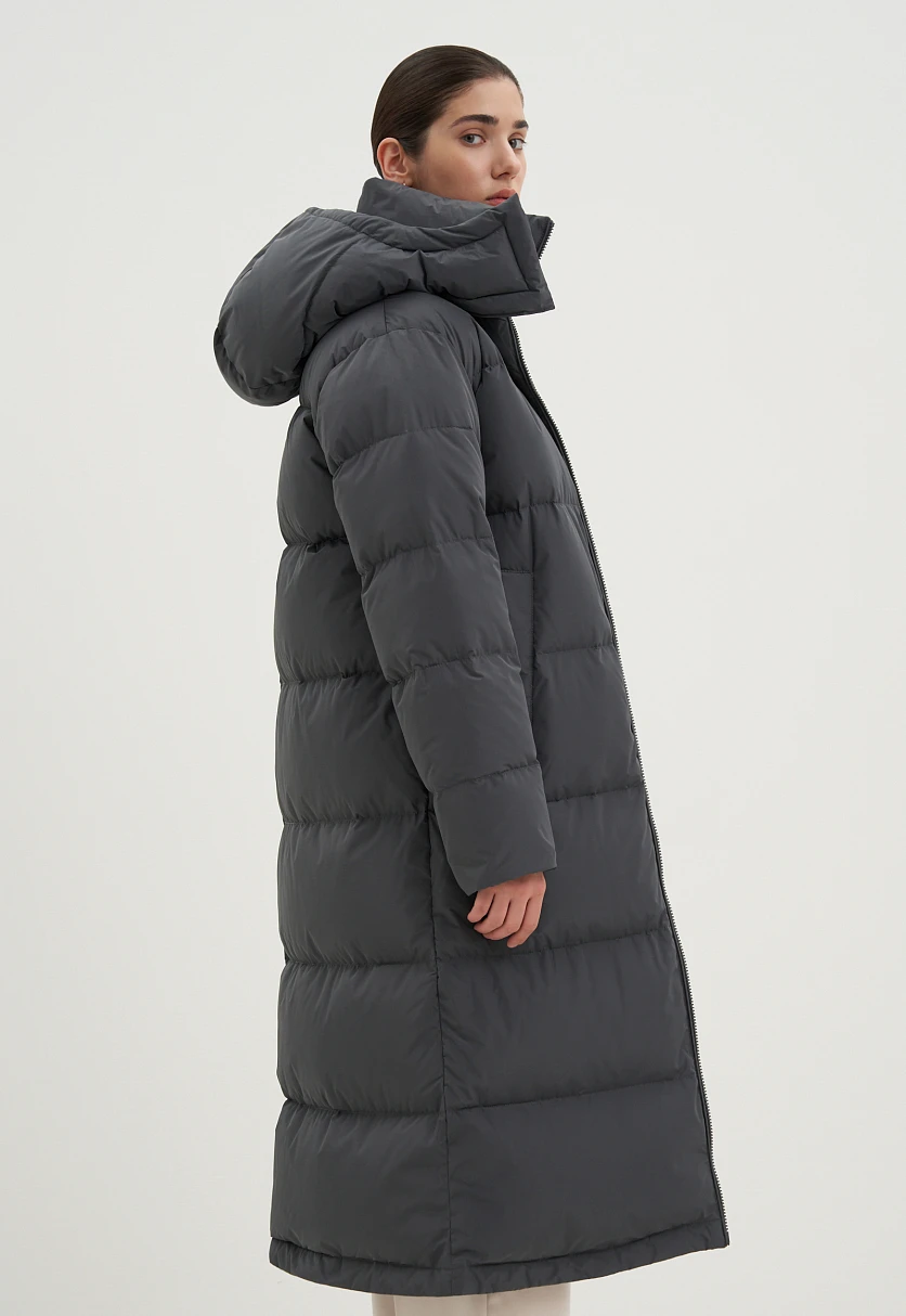 Стеганое пуховое пальто oversize силуэта, Модель FWC110101, Фото №4