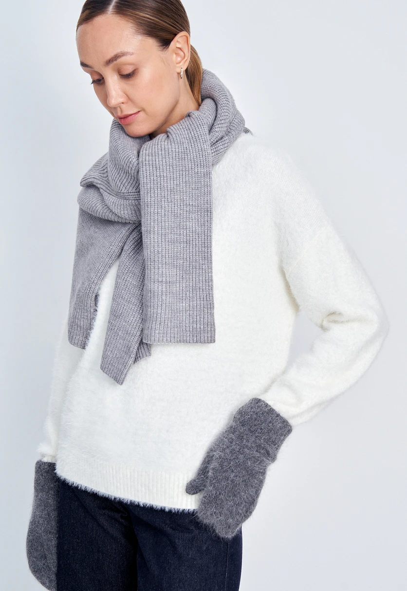 Вязаные варежки с шерстью и ангорой, Модель FWC11170, Фото №3