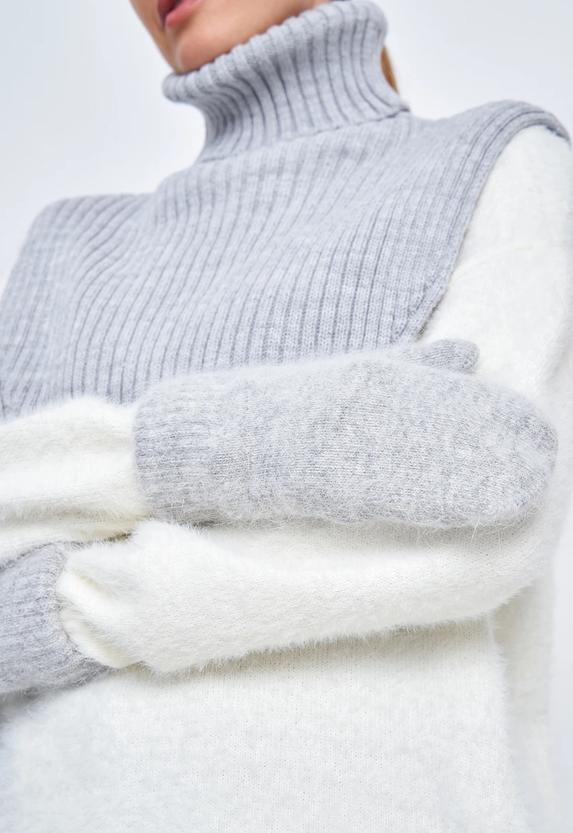 Вязаные варежки с шерстью и ангорой, Модель FWC11170, Фото №2