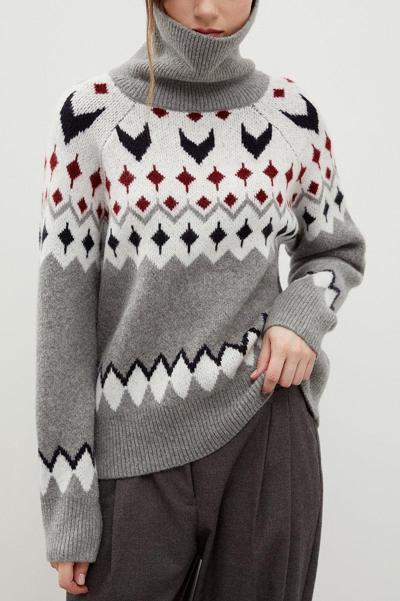 Свитер oversize силуэта с шерстью, Модель FWC11113, Фото №3
