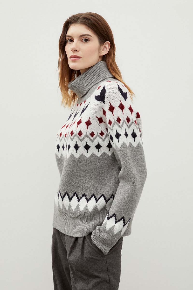 Свитер oversize силуэта с шерстью, Модель FWC11113, Фото №4