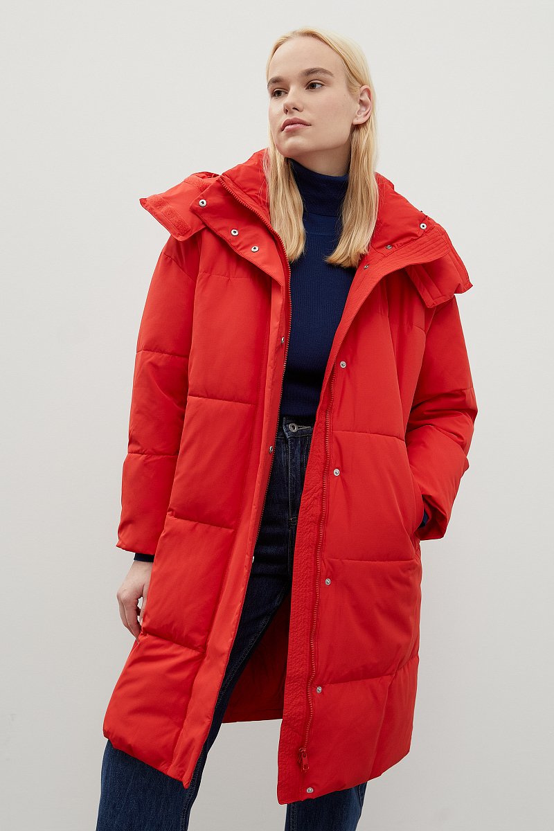 Стеганое утепленное пальто с капюшоном, Модель FWC11013, Фото №1