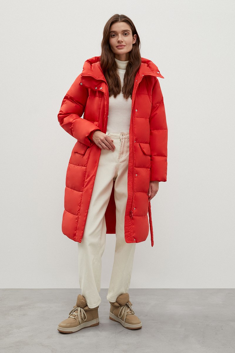Утепленное пальто с поясом, Модель FWC11072, Фото №2
