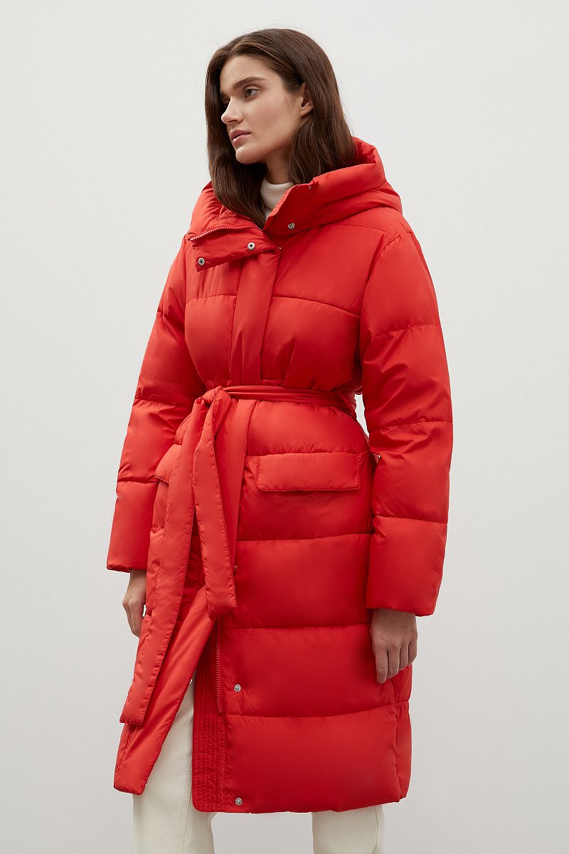 Утепленное пальто с поясом, Модель FWC11072, Фото №4