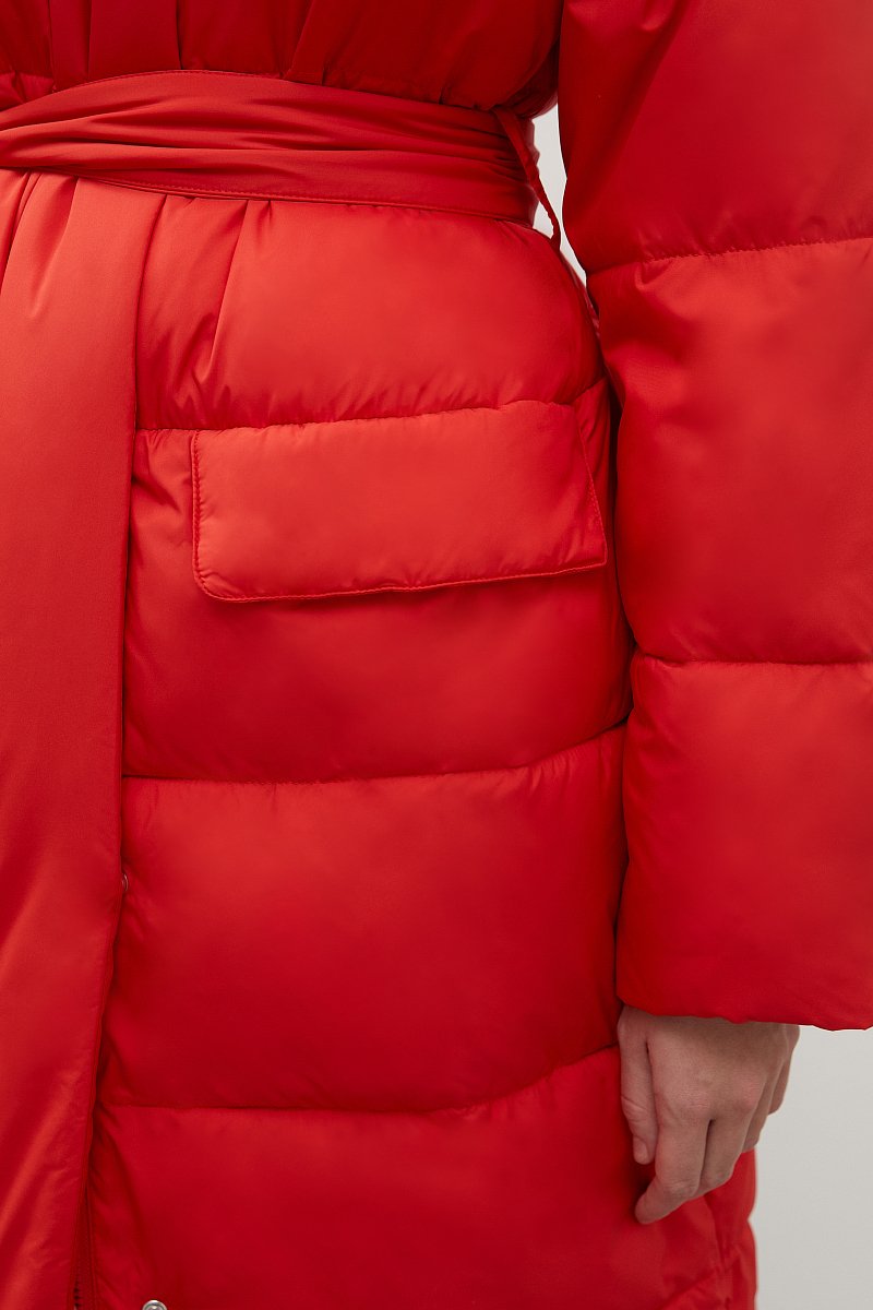 Утепленное пальто с поясом, Модель FWC11072, Фото №6