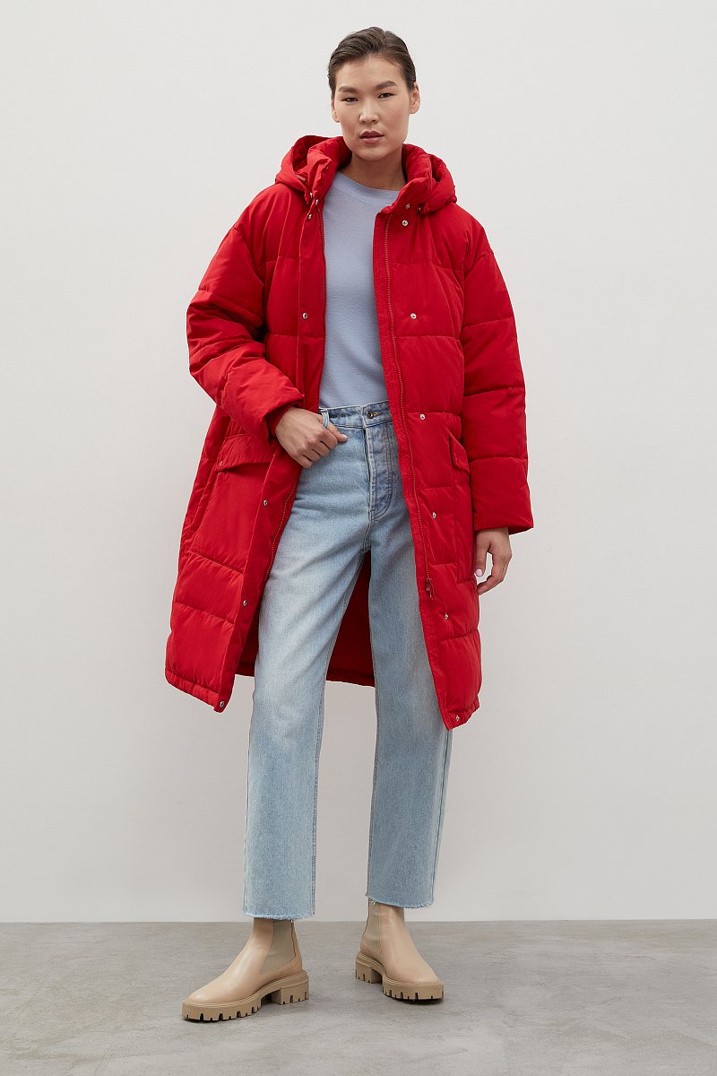 Утепленное пальто с капюшоном, Модель FWC11023, Фото №2