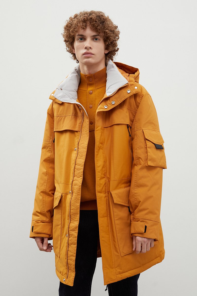 Пуховое пальто с контрастной отделкой, Модель FWC21029, Фото №1