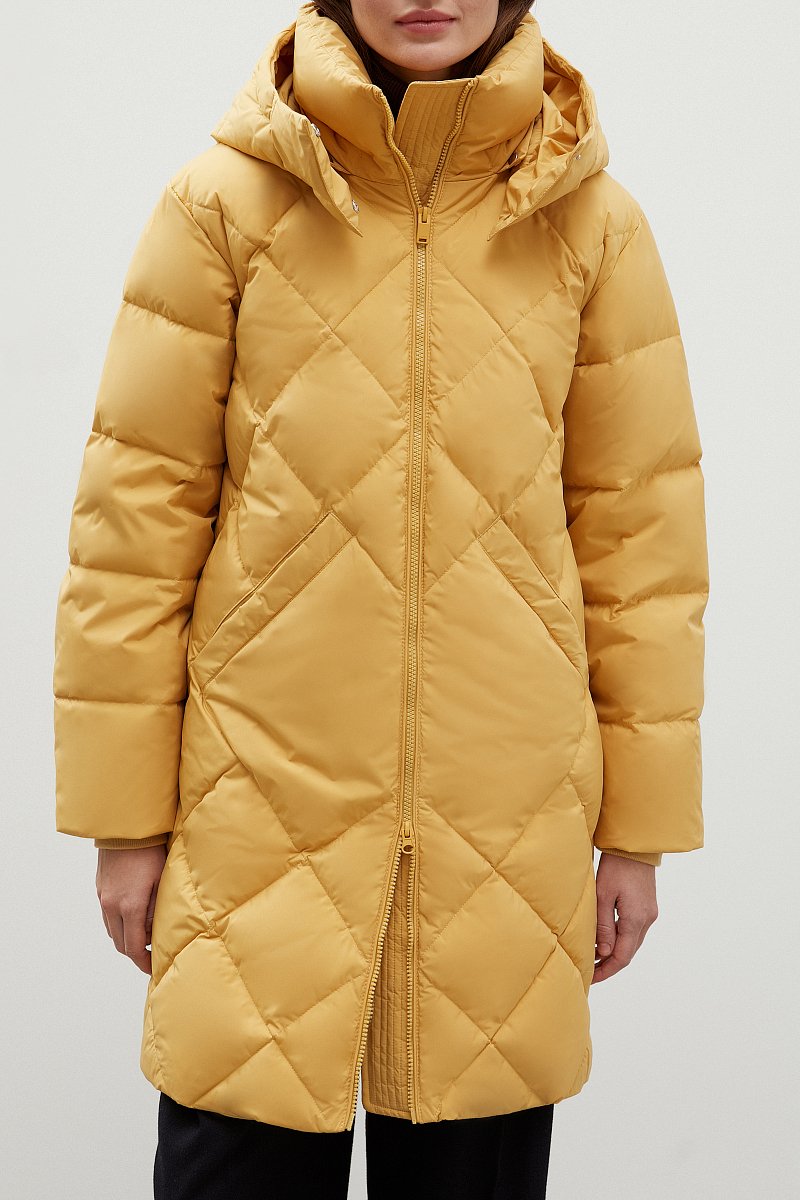 Стеганое пуховое пальто с капюшоном, Модель FWC11019, Фото №3