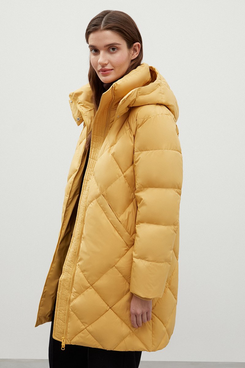 Стеганое пуховое пальто с капюшоном, Модель FWC11019, Фото №4