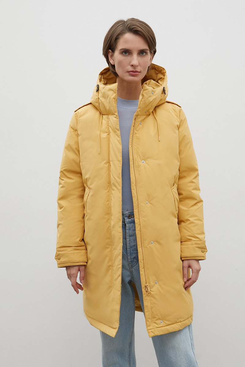 Пуховое пальто с капюшоном, Модель FWC11028, Фото №1
