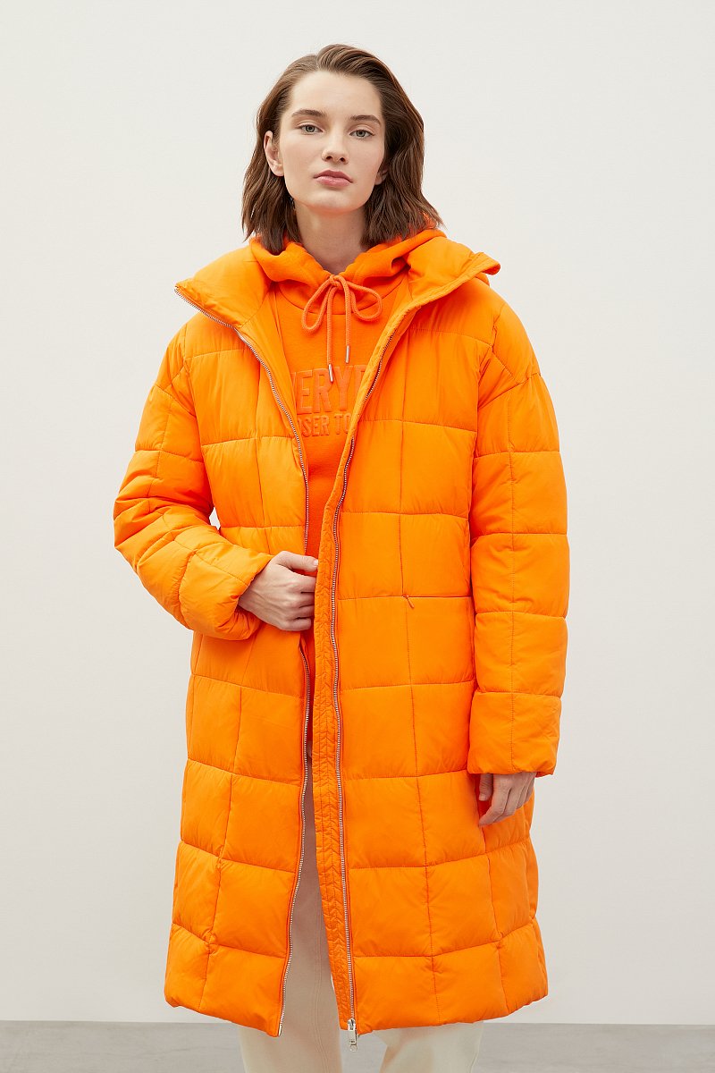 Стеганое утепленное пальто с капюшоном, Модель FWC11092, Фото №1