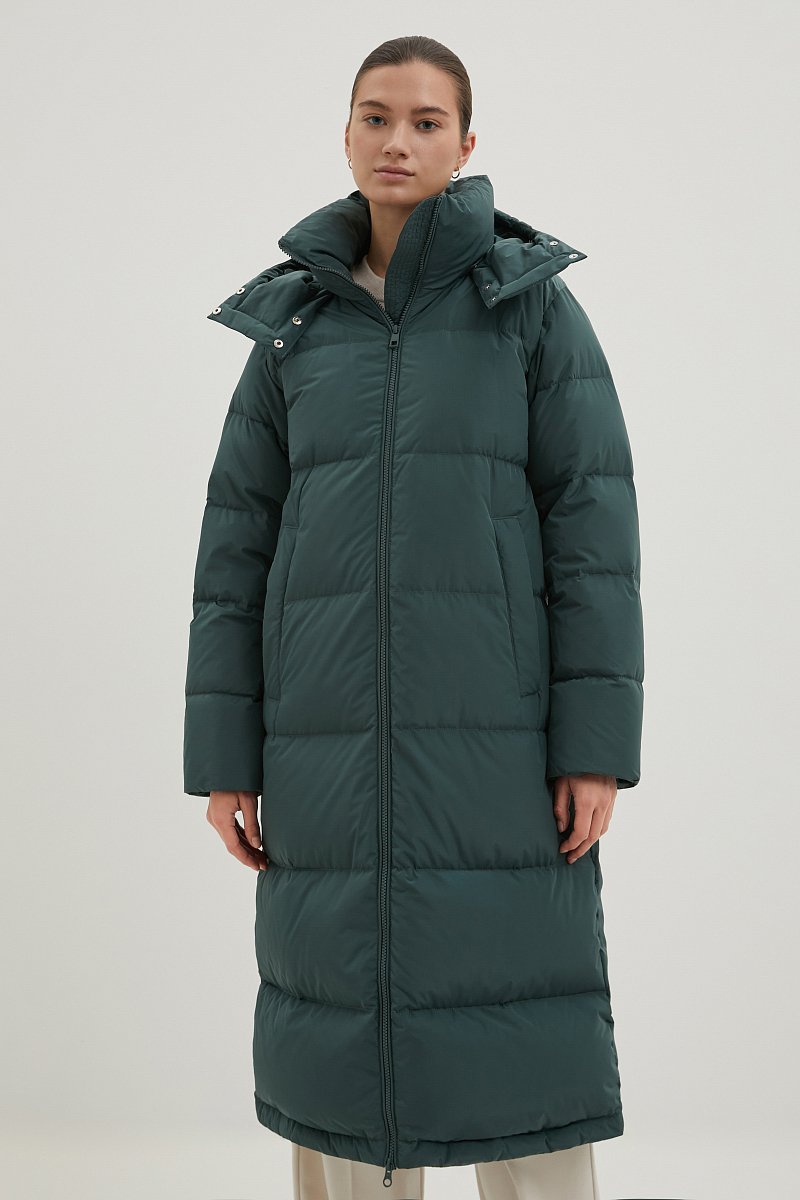 Стеганое пуховое пальто oversize силуэта, Модель FWC110101, Фото №1