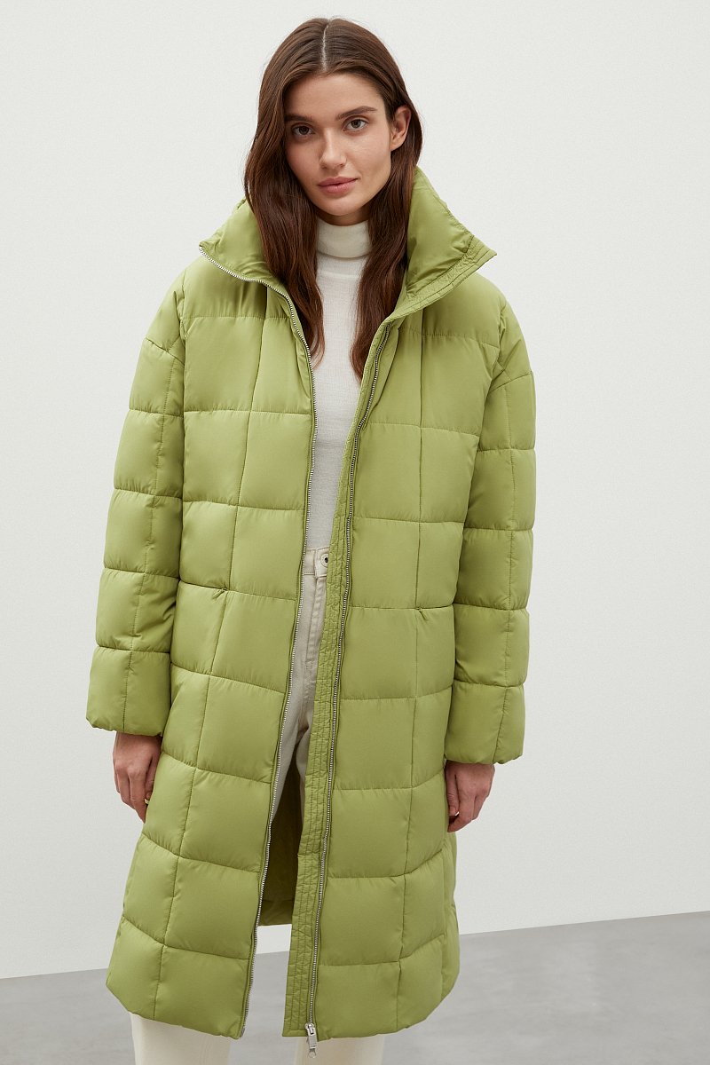 Стеганое утепленное пальто с капюшоном, Модель FWC11092, Фото №1