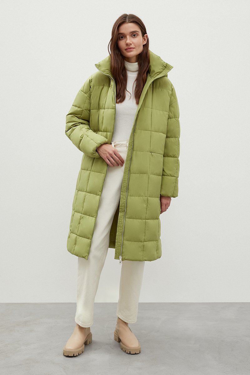 Стеганое утепленное пальто с капюшоном, Модель FWC11092, Фото №2