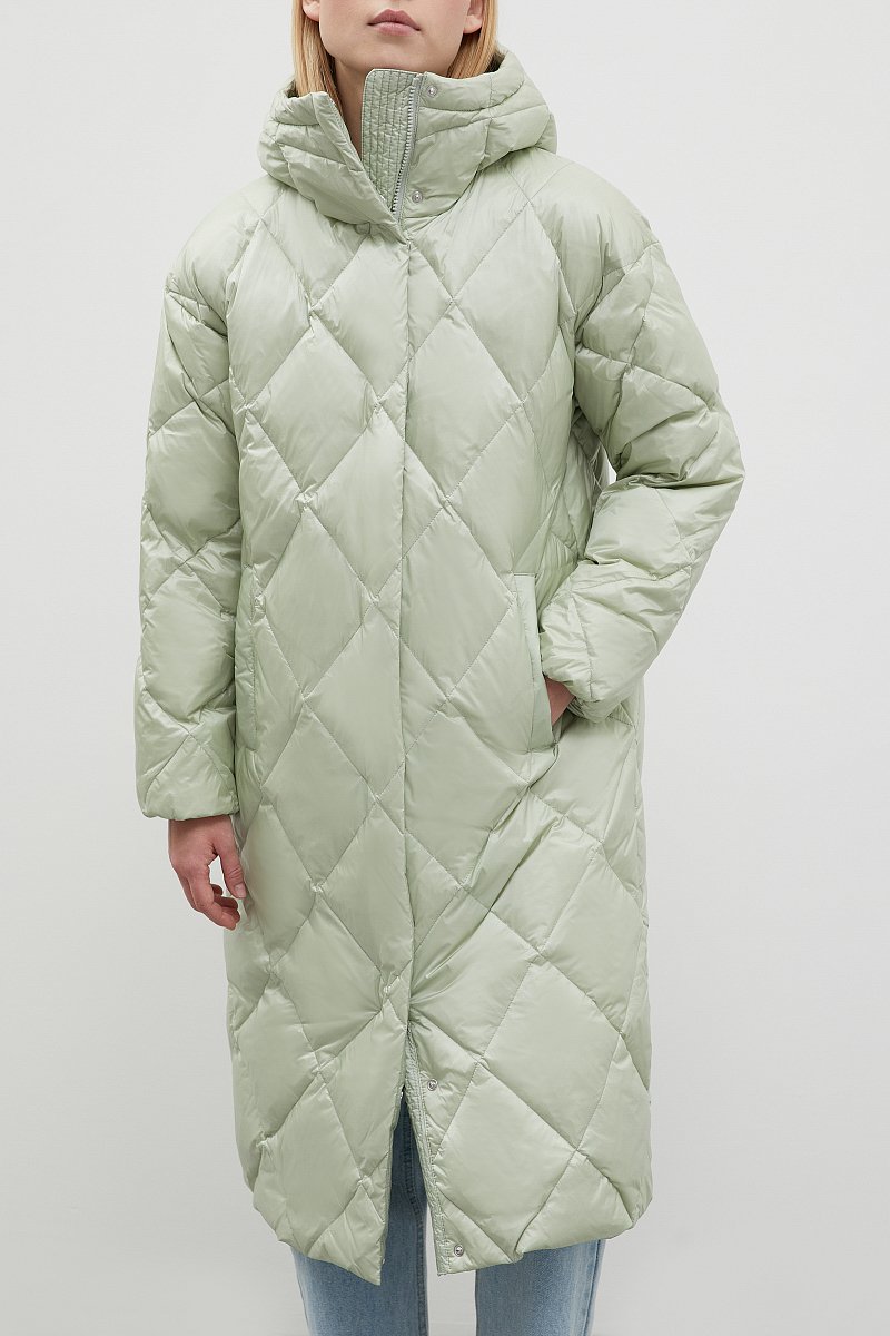 Стеганое пуховое пальто с капюшоном, Модель FWC11012, Фото №3