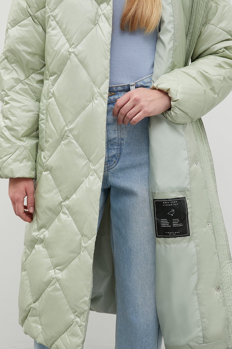 Стеганое пуховое пальто с капюшоном, Модель FWC11012, Фото №7