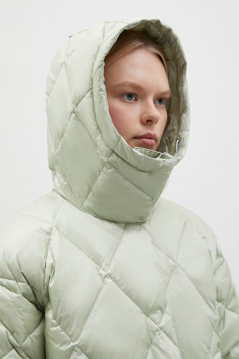 Стеганое пуховое пальто с капюшоном, Модель FWC11012, Фото №8