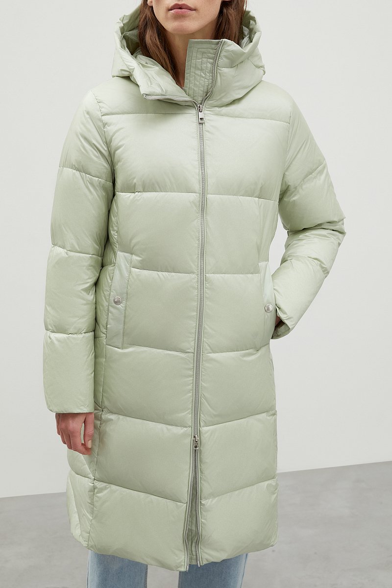 Стеганое пуховое пальто с капюшоном, Модель FWC11071, Фото №3