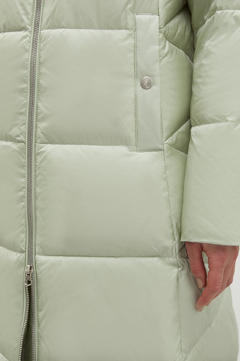 Стеганое пуховое пальто с капюшоном, Модель FWC11071, Фото №7
