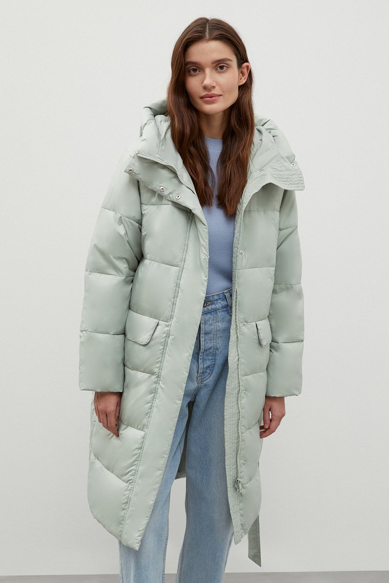 Утепленное пальто с поясом, Модель FWC11072, Фото №1