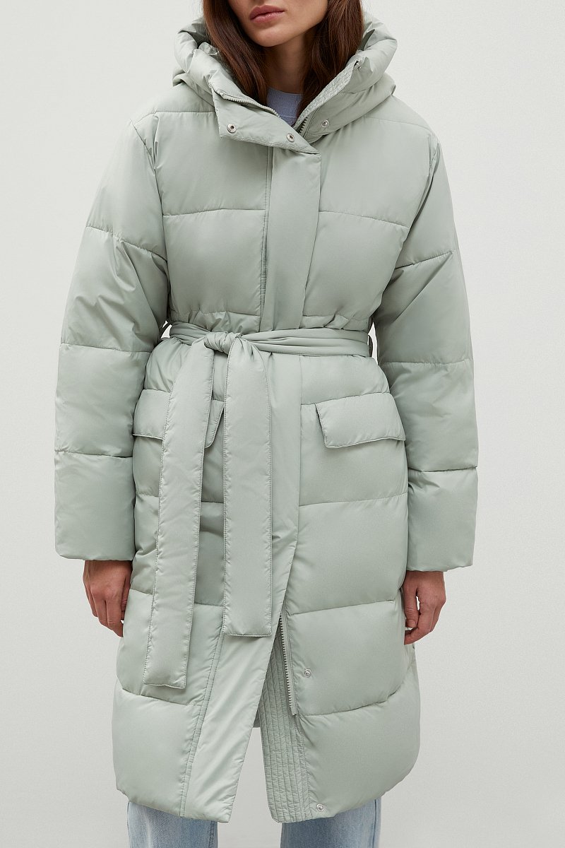 Утепленное пальто с поясом, Модель FWC11072, Фото №3