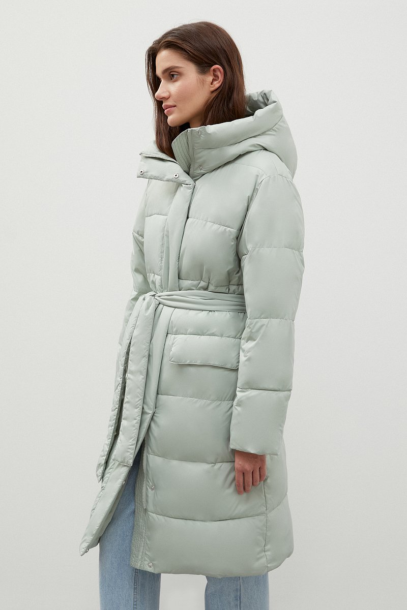 Утепленное пальто с поясом, Модель FWC11072, Фото №4