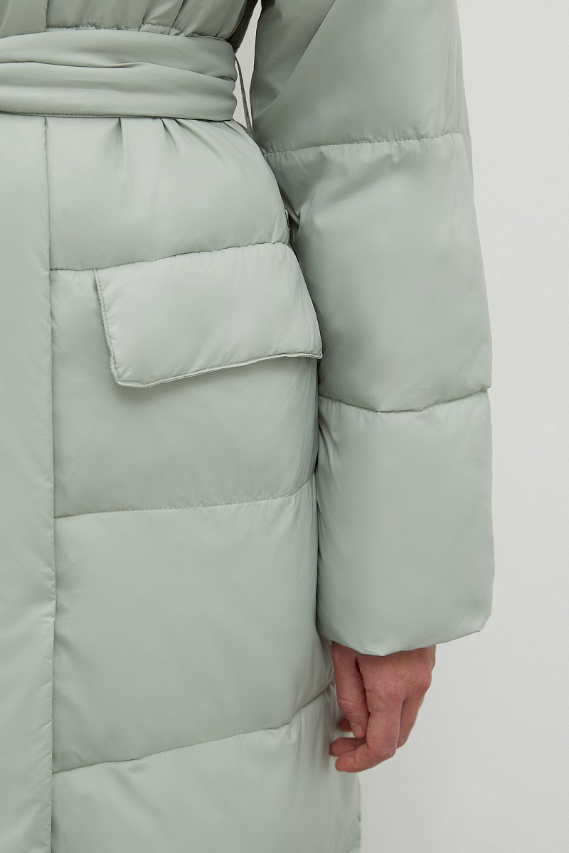 Утепленное пальто с поясом, Модель FWC11072, Фото №6